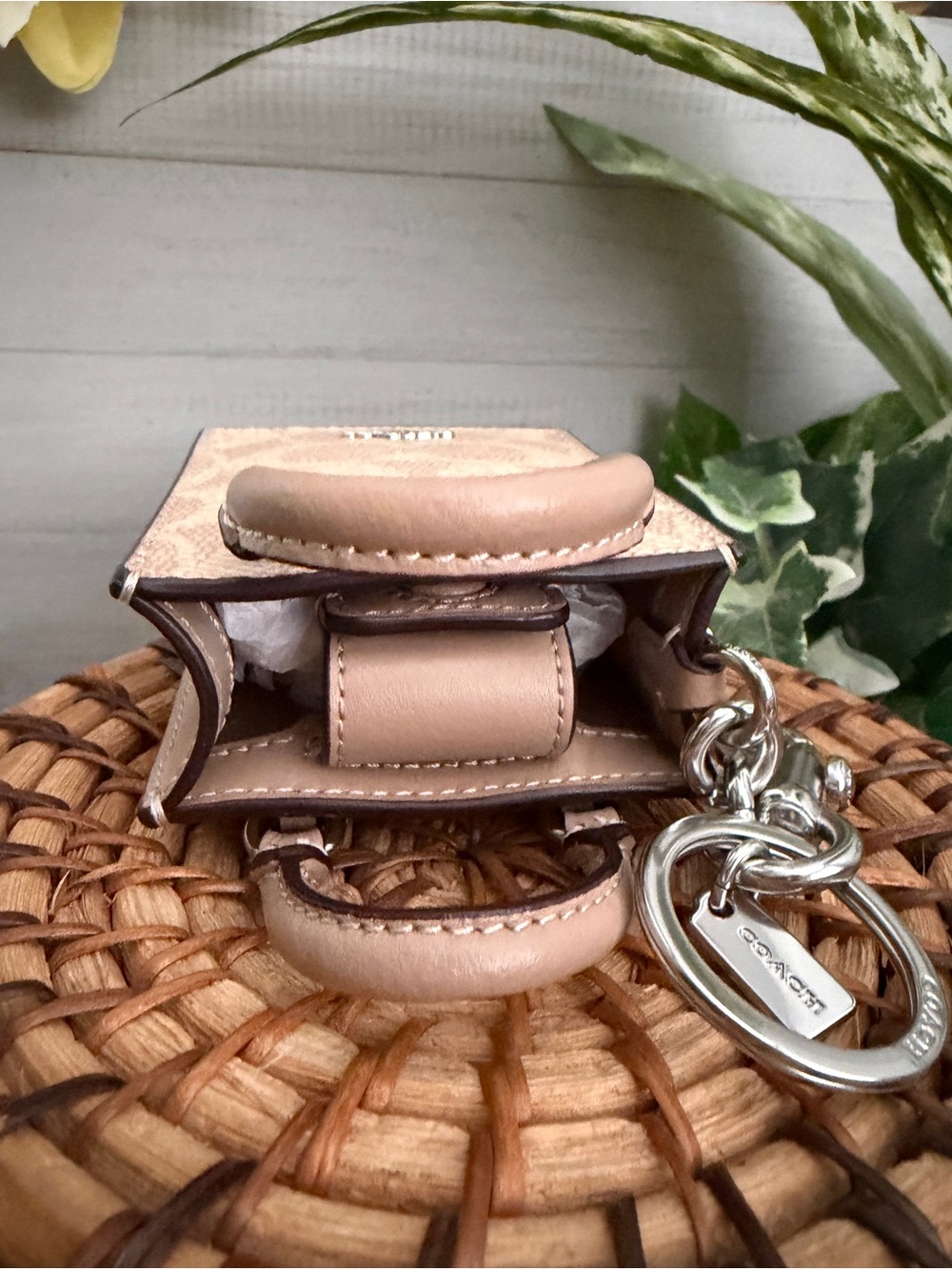 Coach North/South Mini Tote Bag Charm in Signature Canvas Tan & Beige F2448 NWOT - Picture 10 of 11